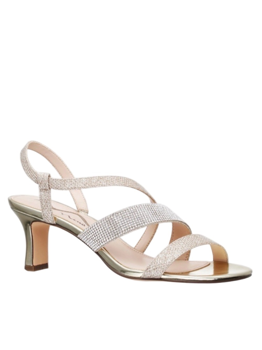 Nina gold crystal strappy wrap womens party wedding shoes Size 8.5 Wedding